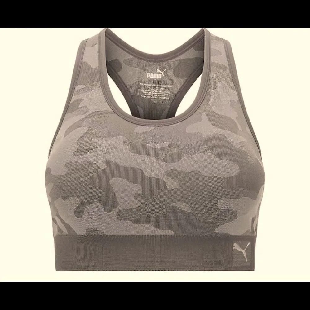 🛍Puma women’s Bras Dark Gray Camo Seamless Sports Bra Multiple